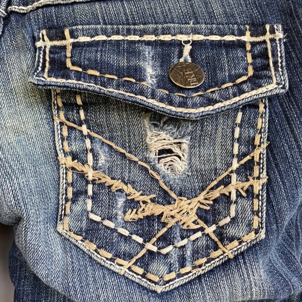 BKE Sabrina Stretch Denim Womens Jeans Size 26 Cropped Low Rise Dark Distressed - Picture 8 of 12